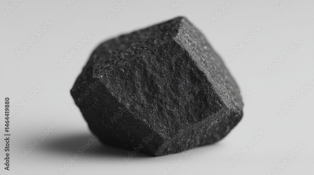 Aufkleber lone piece of coal resting on plain white surface casting soft shadow minimalistic image