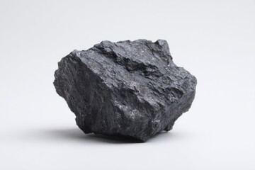 Obraz premium lone piece of coal against pristine white background representing essence of coal industry