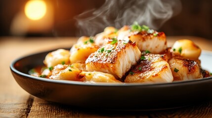 An exquisite arrangement of caramelized scallops served with a medley of vegetables, showcasing flavors that tantalize taste buds and inspire culinary creativity in presentations.