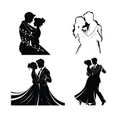 A silhouette of cople dancing vector on a white background