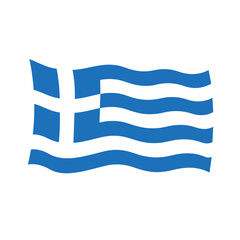 Obraz premium Greek Flag Icon with Waves in Blue and White Colors 
