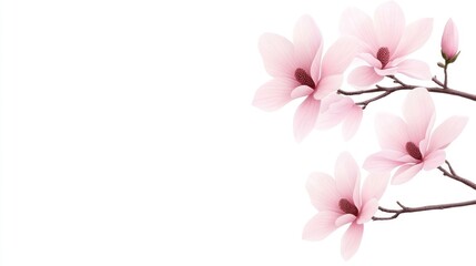 Obraz premium Pink magnolia blossoms branch isolated white background floral spring nature botanical