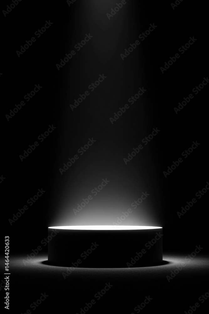 Poster minimalistic and clean image of empty stage with spotlight focused in center creating inviting yet o