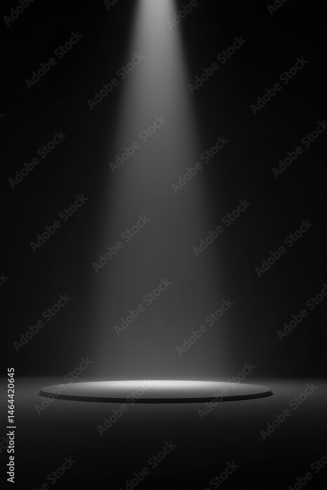 Poster minimalistic and clean image of empty stage with spotlight focused in center creating inviting yet o