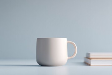 Obraz premium minimalistic office desk with laptop coffee cup and notebook symbolizes creative project management