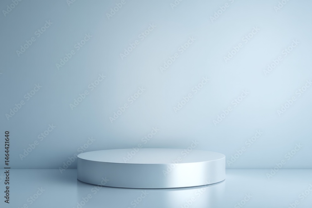 Poster minimalistic scene featuring empty podium with mirror-like surface highlighting reflections plenty o