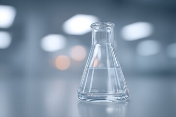 minimalistic view of pharmaceutical laboratory with clean sterile surfaces and glassware on display