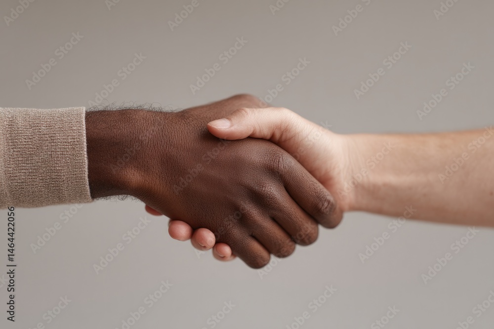 Aufkleber pair of diverse hands almost touching with fingers extended towards each other against plain backgro
