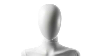 Blank mannequin head with transparent background suitable for display and design purposes in retail settings
