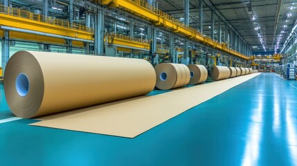 Fototapeta premium Large paper roll in industrial factory setting