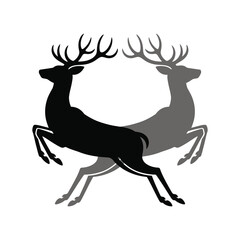 Obraz premium Leaping Deer Silhouette Vector - Jumping Stag Icon in Black Isolated on White
