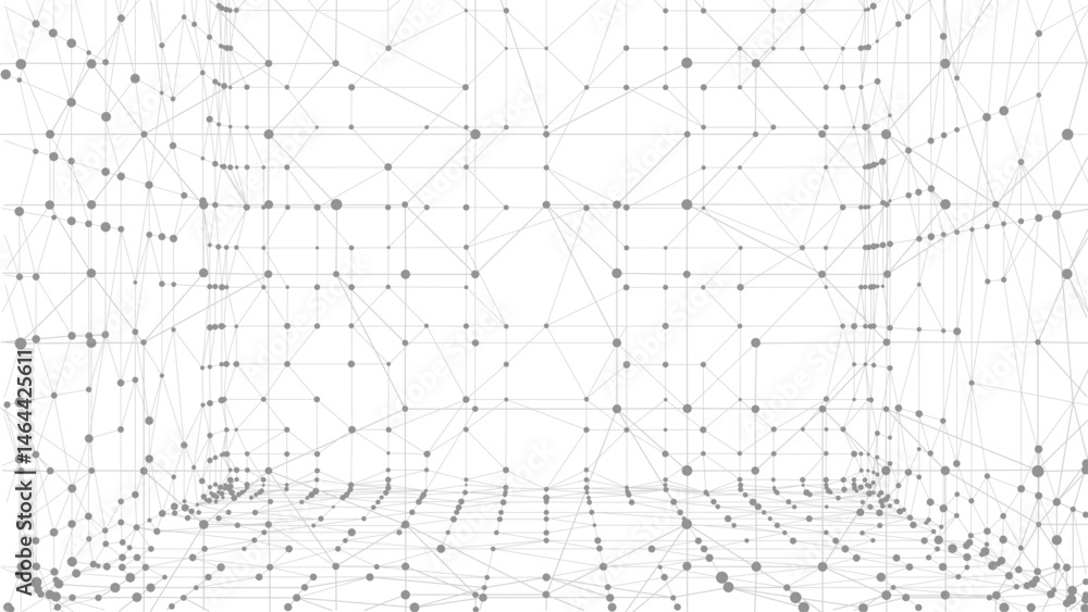 Aufkleber Abstract polygonal perspective space. Dots connected by lines. Abstract wave. Minimalist mesh.