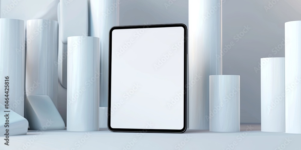 Poster sleek modern tablet device with blank screen on light background for technology, business, and creat