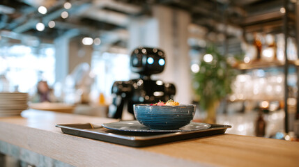 Robot Serving Food in a Modern Restaurant
