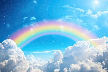 Rainbow arching over clouds at dawn