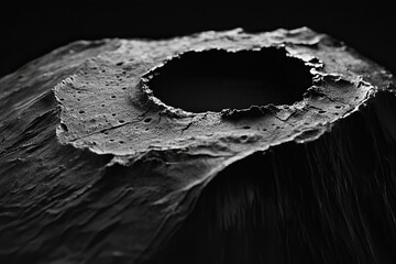 Volcanic crater, textured surface