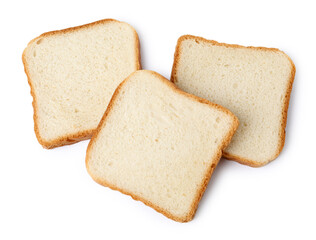 Piece of fresh toast bread isolated on white, top view