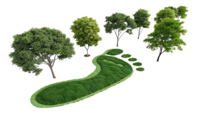 Eco footprint with trees 3D world Environment day design isolated on PNG white transparent background.