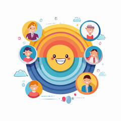 Vector logo design template and graphic elements for advertising, branding, posters and banners, funny cartoon illustrations with smiling character and mascot, abstract stickers and line