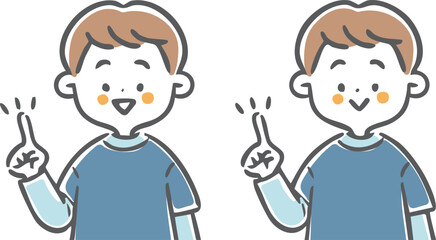 指差しをする男児　上半身　ベクター