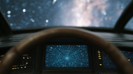 Futuristic spaceship dashboard display