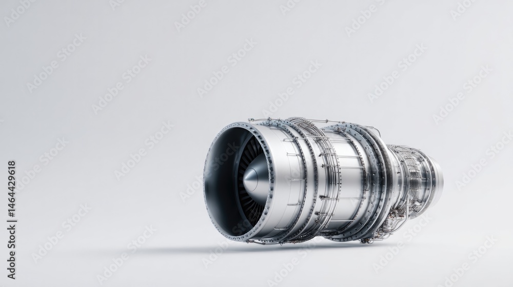 Poster captivating image of single sleek aviation engine set against minimalist white background with ample
