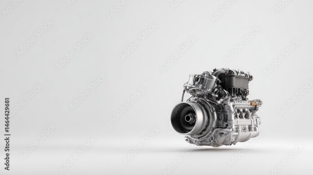 Aufkleber captivating image of single sleek aviation engine set against minimalist white background with ample