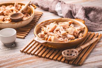 Canned Jackfruit, boiled with salt, prepared for cooking
