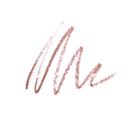 Brown eye pencil strokes isolated on white, top view