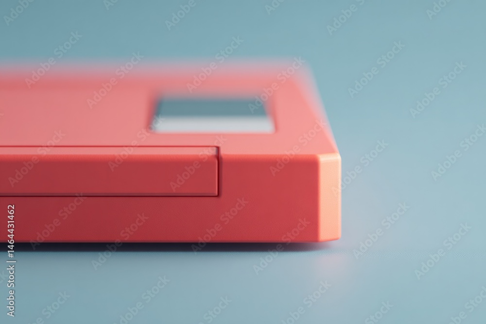 Poster close-up of retro floppy disk against plain backdrop accentuating its nostalgic design