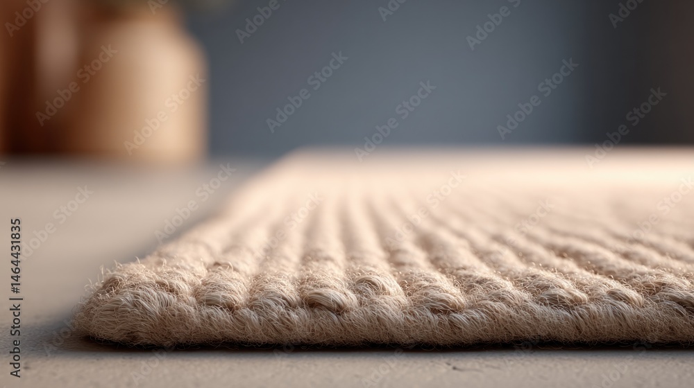 Aufkleber close-up of textured carpet or runner on clean minimalistic floor with ample copy space