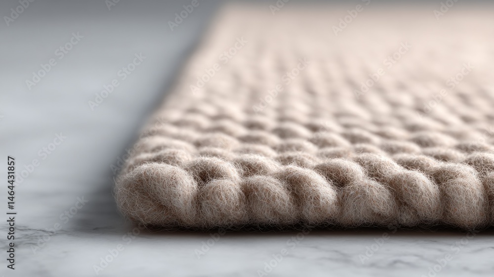 Poster close-up of textured carpet or runner on clean minimalistic floor with ample copy space