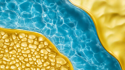 Abstract Beach Aerial View: Golden Sand and Blue Ocean