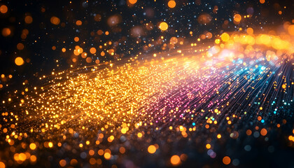 Abstract Glittering Background with Gold Orange Pink and Blue Sparkles