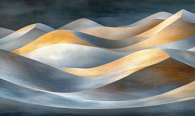 Abstract Gold and Blue Hills Landscape