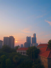 Fototapeta premium sunset over the city