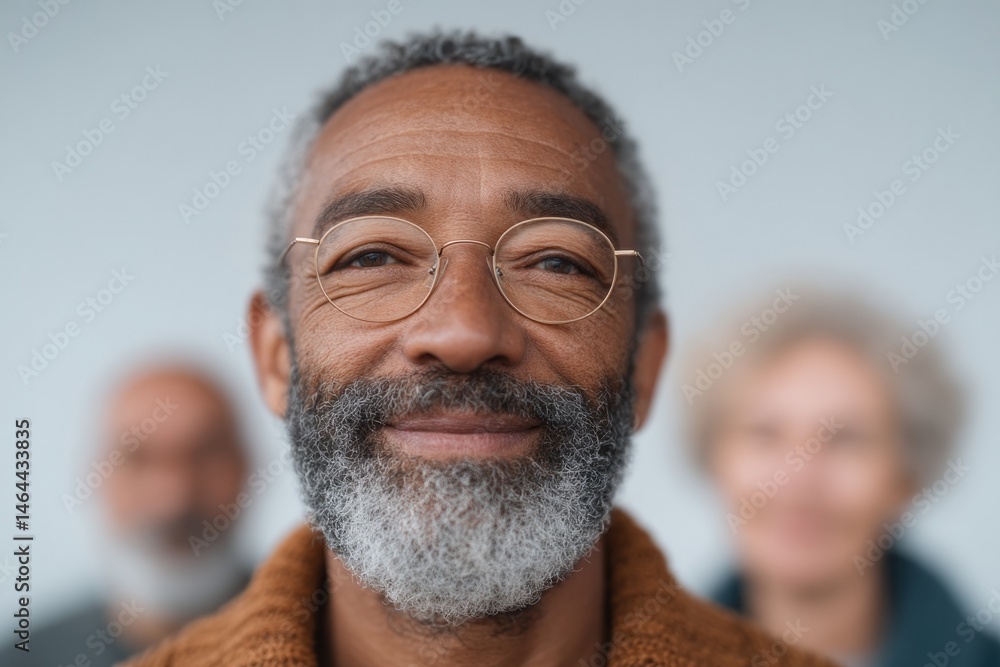 Poster group of diverse individuals in minimalistic portrait with blurred background and ample clean image 