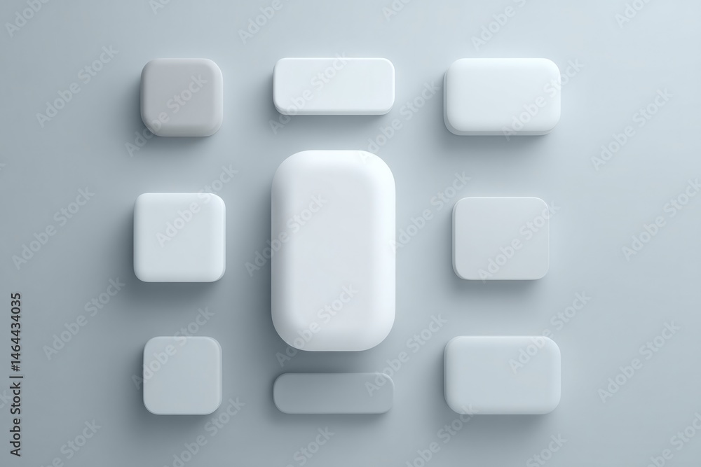Poster minimalist collection of various sensors displayed against plain background featuring ample copy spa
