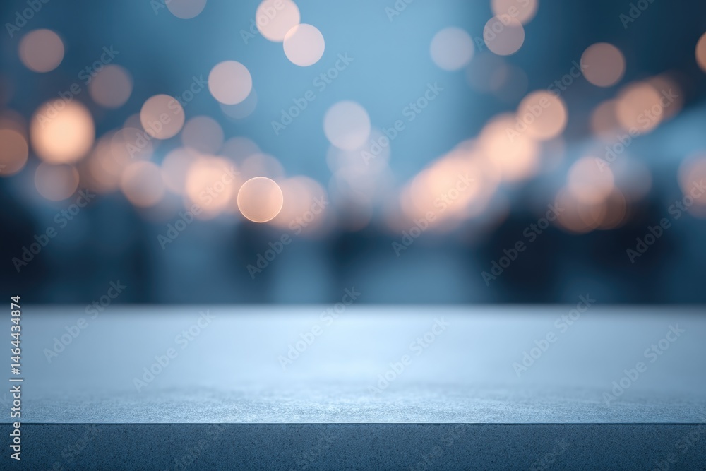 Poster minimalistic empty stage with blurred people in background ample copy space in forefront
