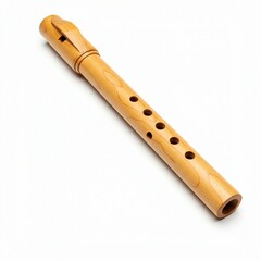 Naklejka premium Close-up of a handcrafted wooden flute.