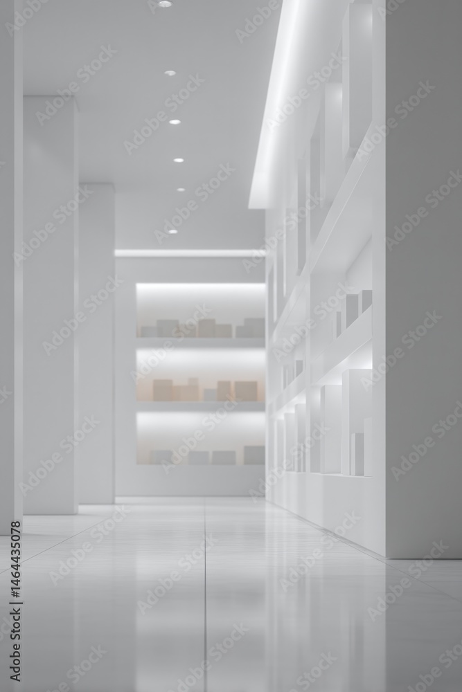 Poster minimalistic image of modern department store interior with ample copy space showcasing clean and el