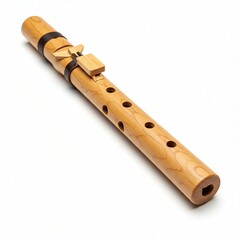 Naklejka premium Wooden Native American Flute on White Background