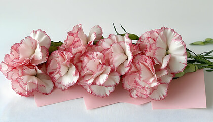 Beautiful carnation flowers displaying delicate pink and white petals