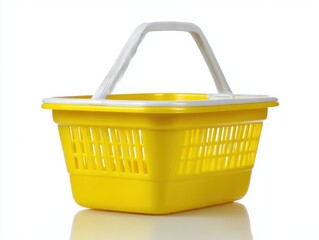 Yellow basket with handle isolate on white background