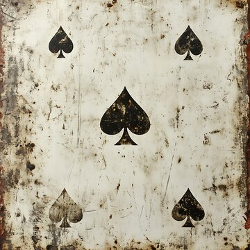 Distressed Five Of Spades Playing Card On A Weathered And Rusty Surface Photo