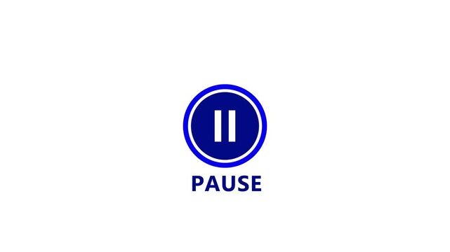 Glowing line pause button. pause animated icon .pause button in circle, video pose or play button sign. 