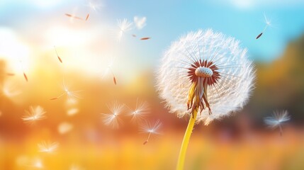 Obraz premium Whimsical Drift of Dandelion Dreams