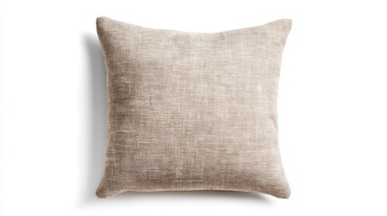 Japandi linen accent pillow isolated on white background 