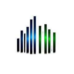 Abstract Blue and Green Pillars on White Background with Subtle Reflections and Shadows - Modern Graphic Design