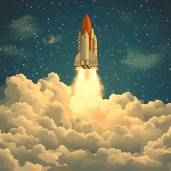 Rocket Launching to Space